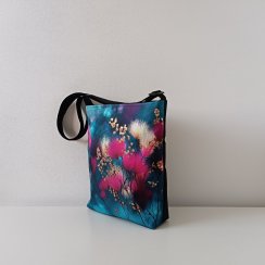 Crossbody kabelka - Barevné květy se zlatými lístečky