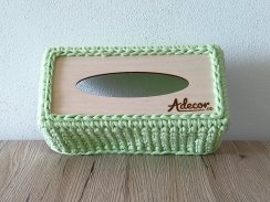 Háčkovaný obal na kapesníky vyšší 25x13x8,5 cm, bavlna, barva pistáciová